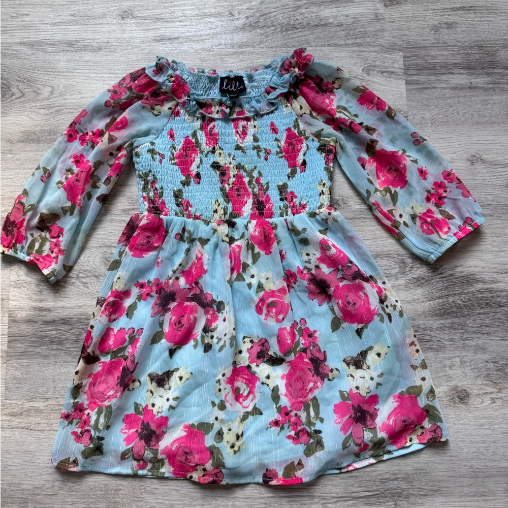 Lilt Floral Kids Dress - Blue and Pink